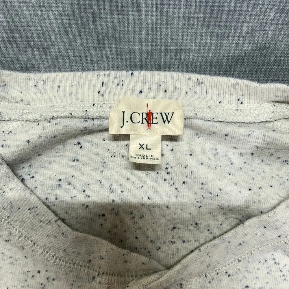 J Crew Oarsman speckled white Henley pullover heavyweight long sleeve mens XL